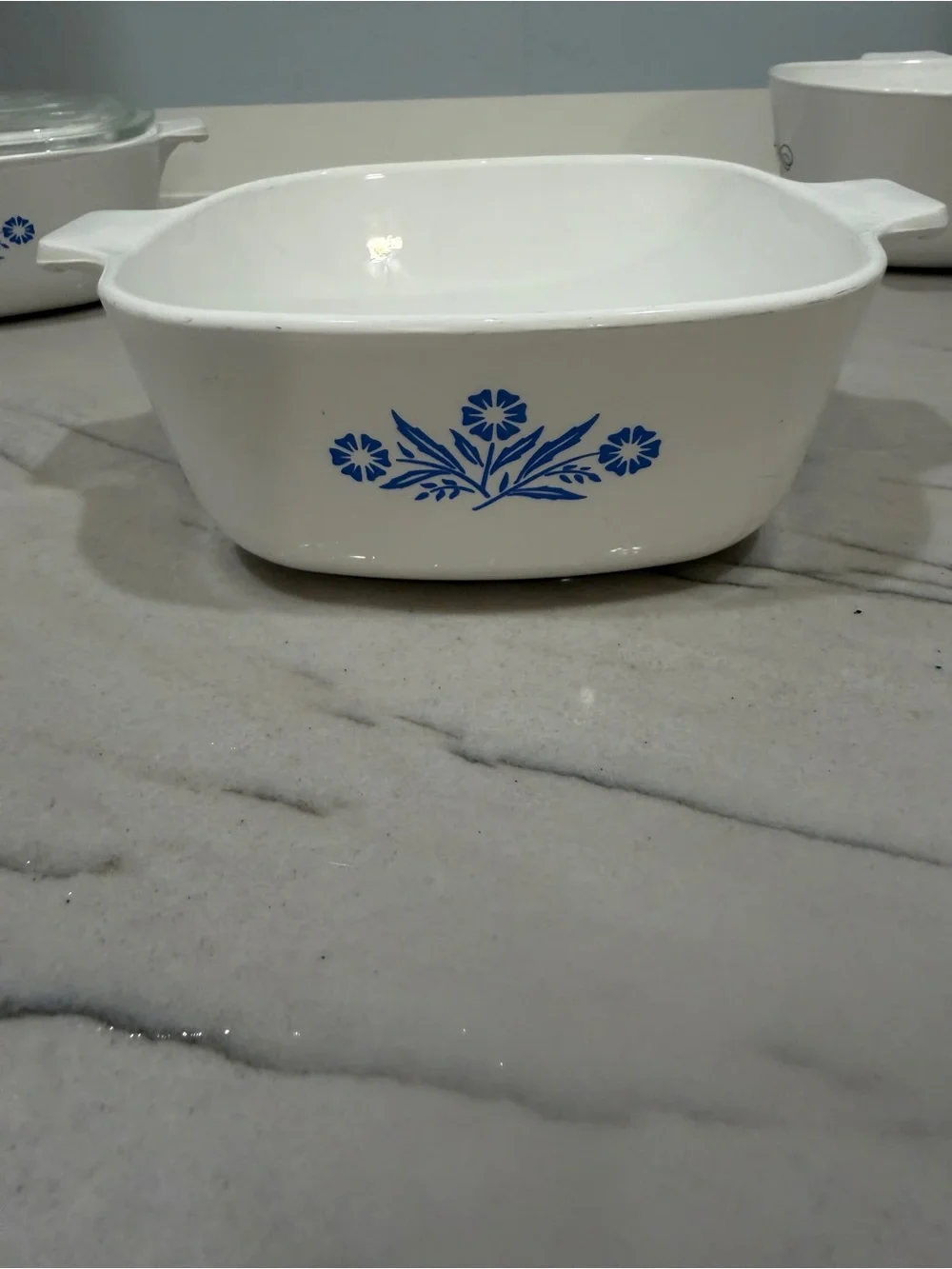 Vintage CorningWare Set Blue Cornflower Pattern and Trifoil  - Set of 4
